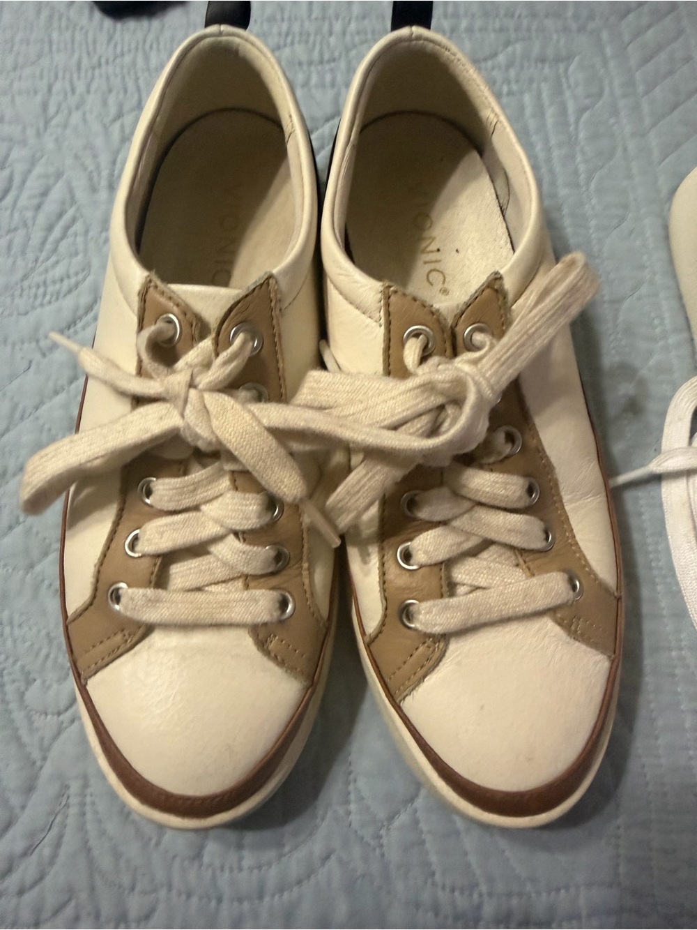Women’s Cream and Tan Lace-Up Casual Sneakers by Vionic